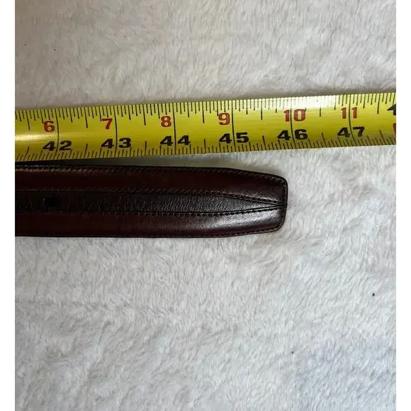 Mezlan Spain 38 Mens Leather Dress Belt Dark Brown Belt Gunmetal Tone Buckle - Picture 9 of 14